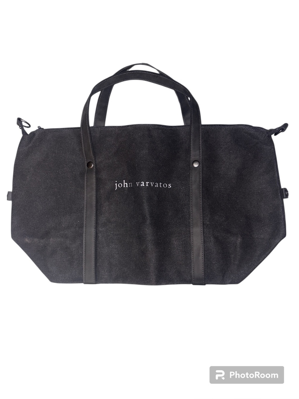 John Varvatos Duffle Bag Weekender Tote Gray Travel Zip Canvas